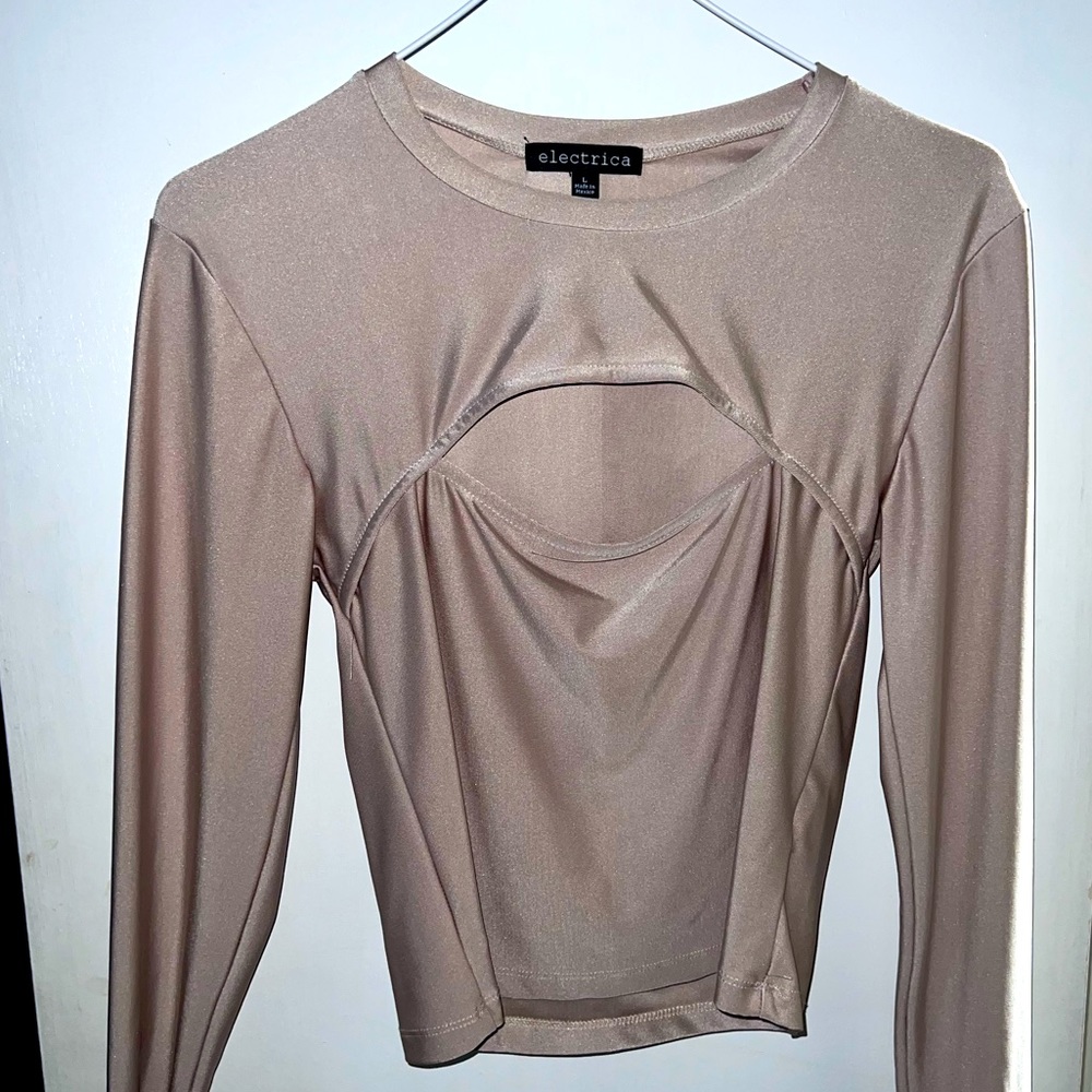 Nude/Cream Cut Out Long-sleeve Top (Large)
